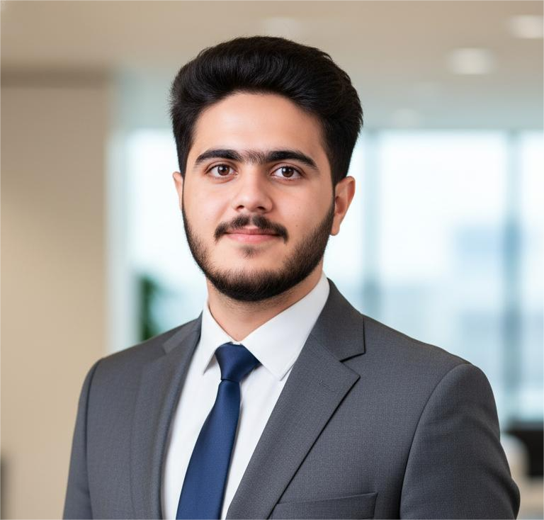 Muhammad Bilal in a professional suit