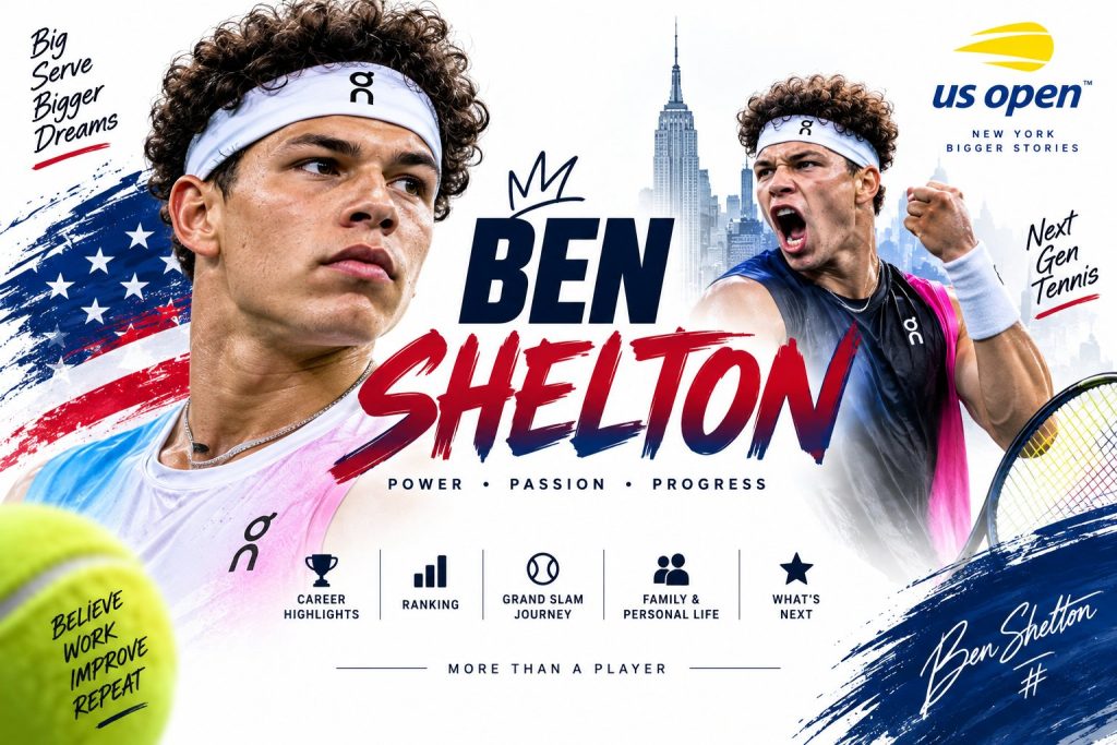 Ben Shelton latest: Explore his US Open 2026 run, ATP ranking, age, girlfriend Trinity Rodman, parents, career titles, college history and tennis record.