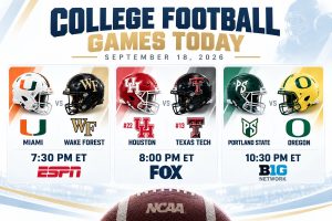 College football games today September 18 2026 TV schedule and kickoff times
