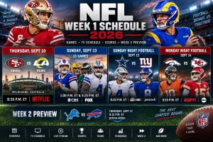 NFL Week 1 schedule 2026 with games today, Sunday schedule, Sunday Night Football, Monday Night Football and Week 2 preview