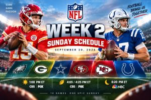 NFL Week 2 Sunday Schedule 2026: Games, Times, TV Channels & How to Watch