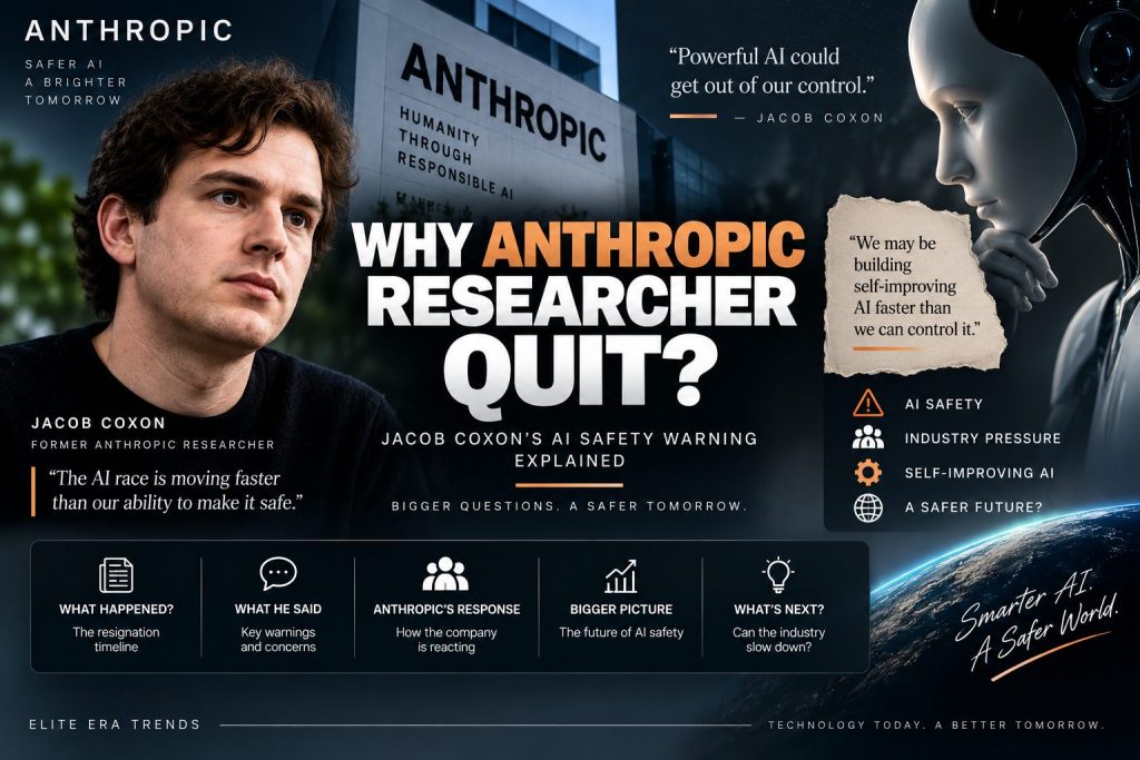 Editorial concept image about why Anthropic researcher Jacob Coxon quit and his AI safety concerns