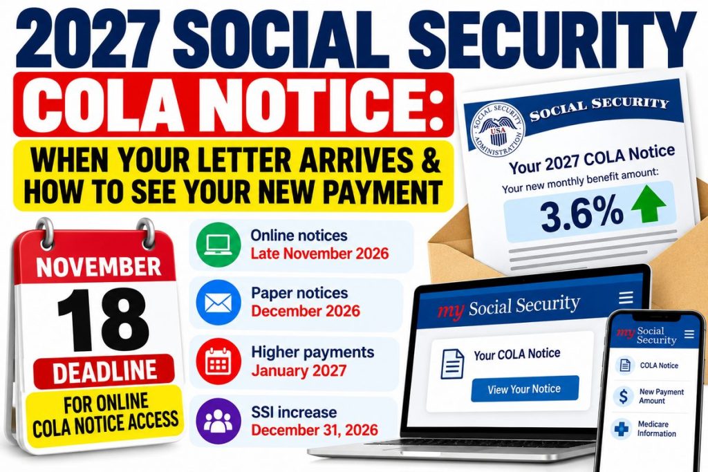 2027 Social Security COLA Notice: When Your Letter Arrives & How to See Your New Payment